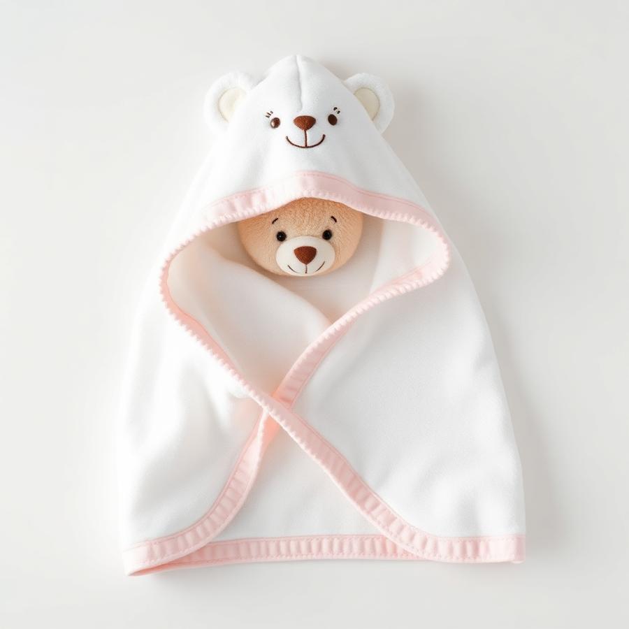 Toalha Capuz Bordada - Coleção Urso Menina